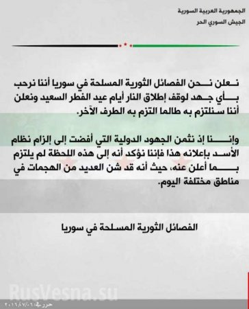 Кровожадность боевиков сирийской «оппозиции»: убийство офицера — подарок к концу священного месяца добра и примирения (ФОТО)