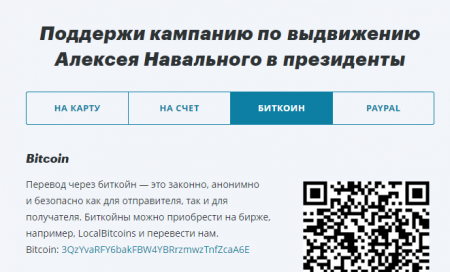 Навальный вывел 2 млн руб пожертвований из Bitcoin-кошелька перед приговором