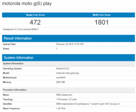 Рассекречены характеристики смартфона Moto G6 Play