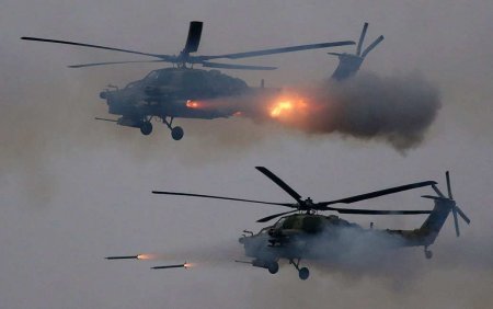 Ударные Ми-28Н ведут охоту на объекты ВСУ (ВИДЕО)